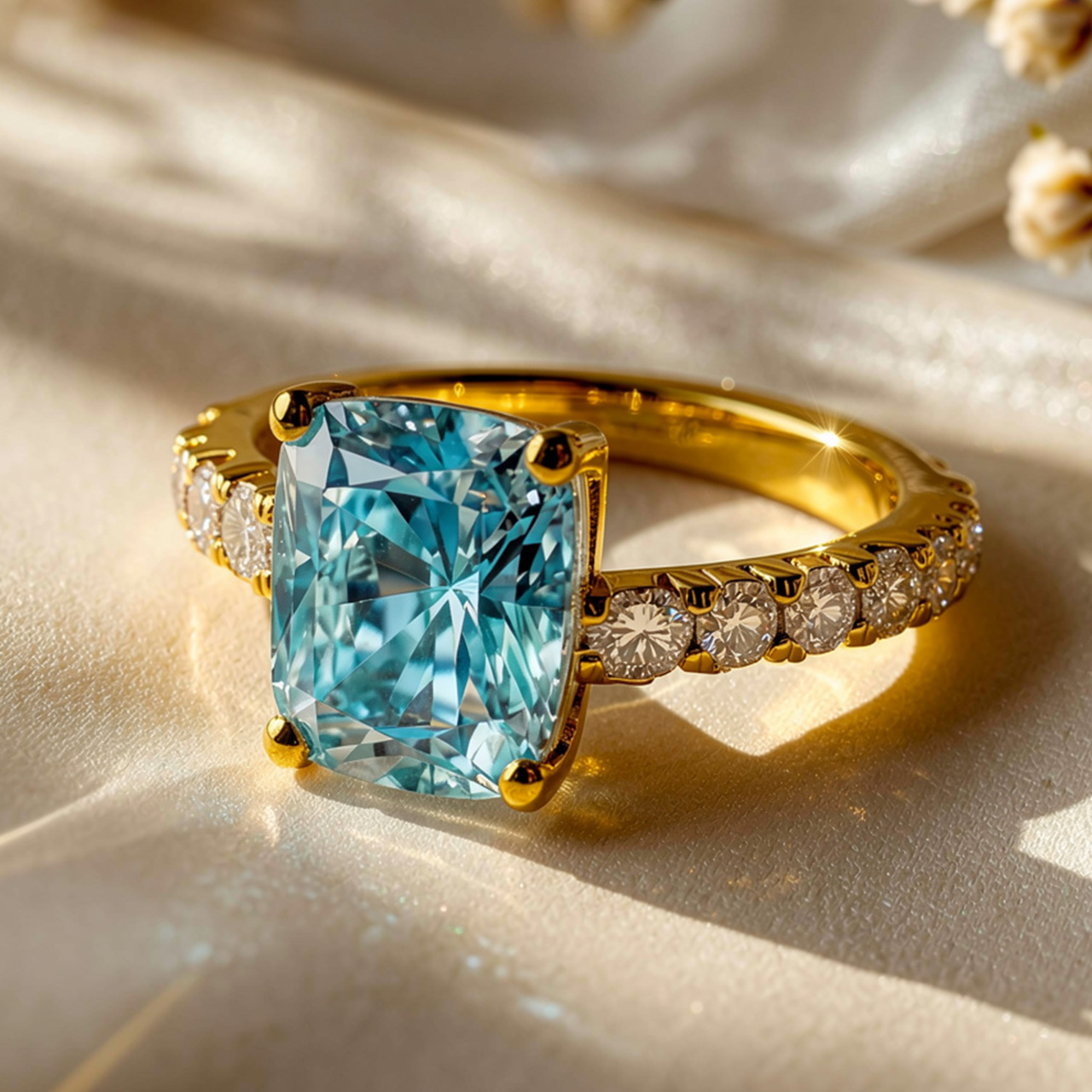 Aria‘s Embrace | Cushion Cut Blue Sapphire Ring