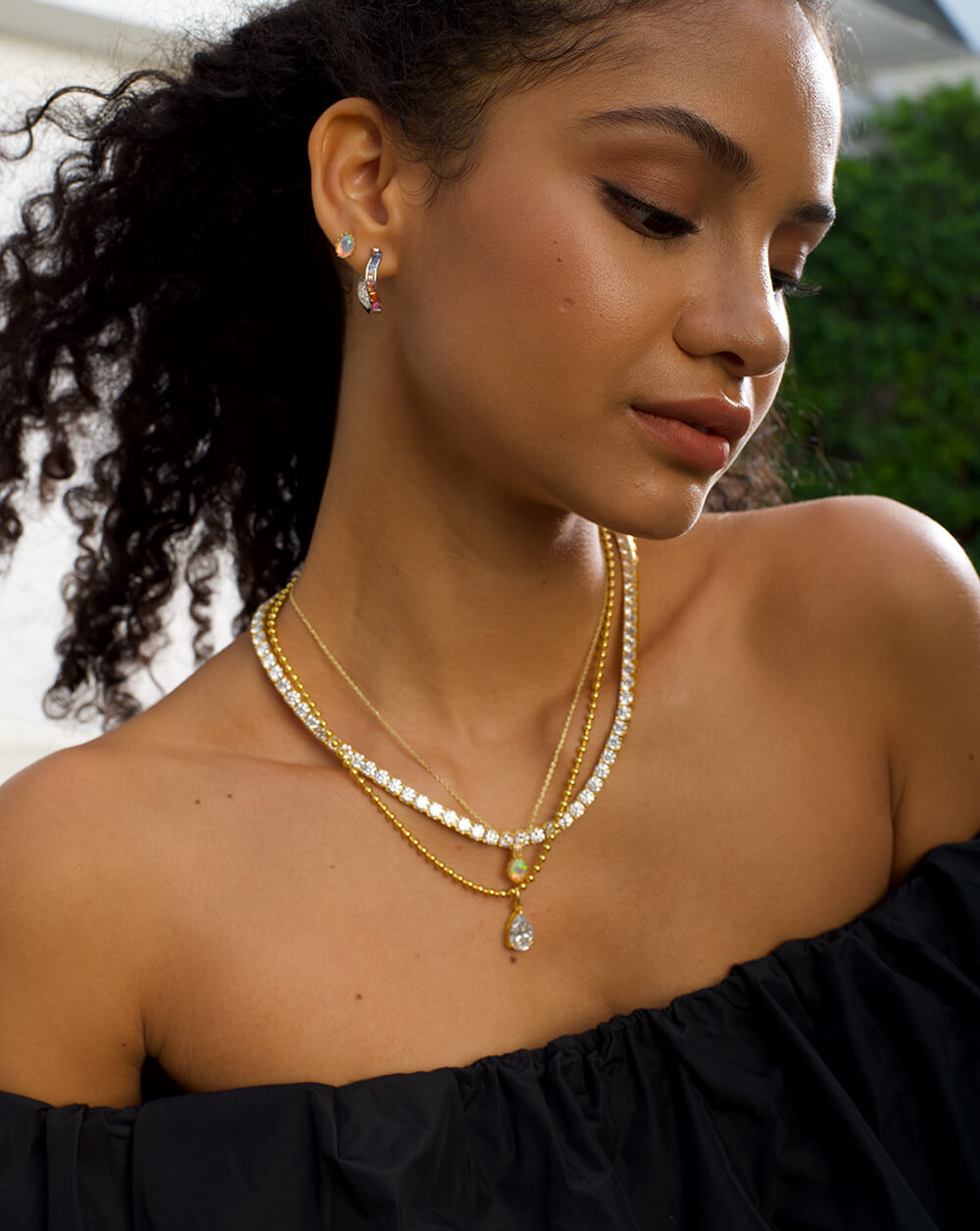 Radiant Opal Gem Gold Pendant Necklace