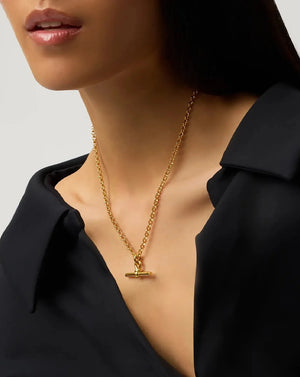 18K Gold Plated Vermeil Chunky T-Bar Chain Necklace