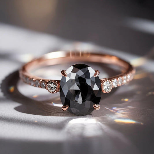 The Luna 2CT Oval-Cut Black Gemstone Ring