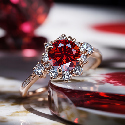 Bethany 1.5CT Round Cut Burgundy Gemstone Ring