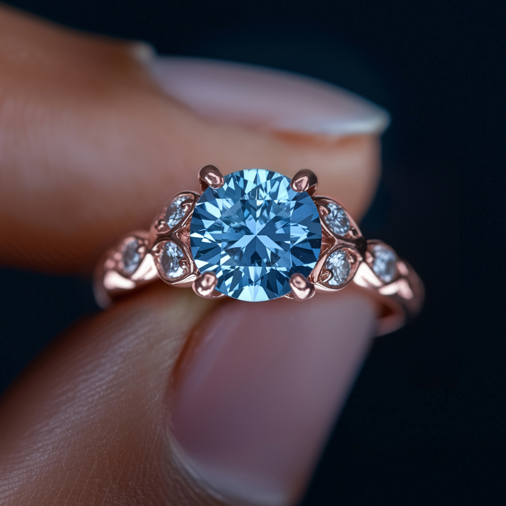 Katalina 1.5CT Vintage Round Cut Blue Gemstone Ring