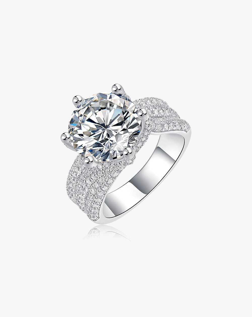 Solitaire Princess-Cut Silver Moissanite Statement Ring