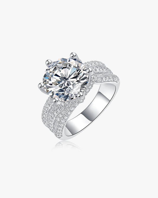 Solitaire Princess-Cut Silver Moissanite Statement Ring