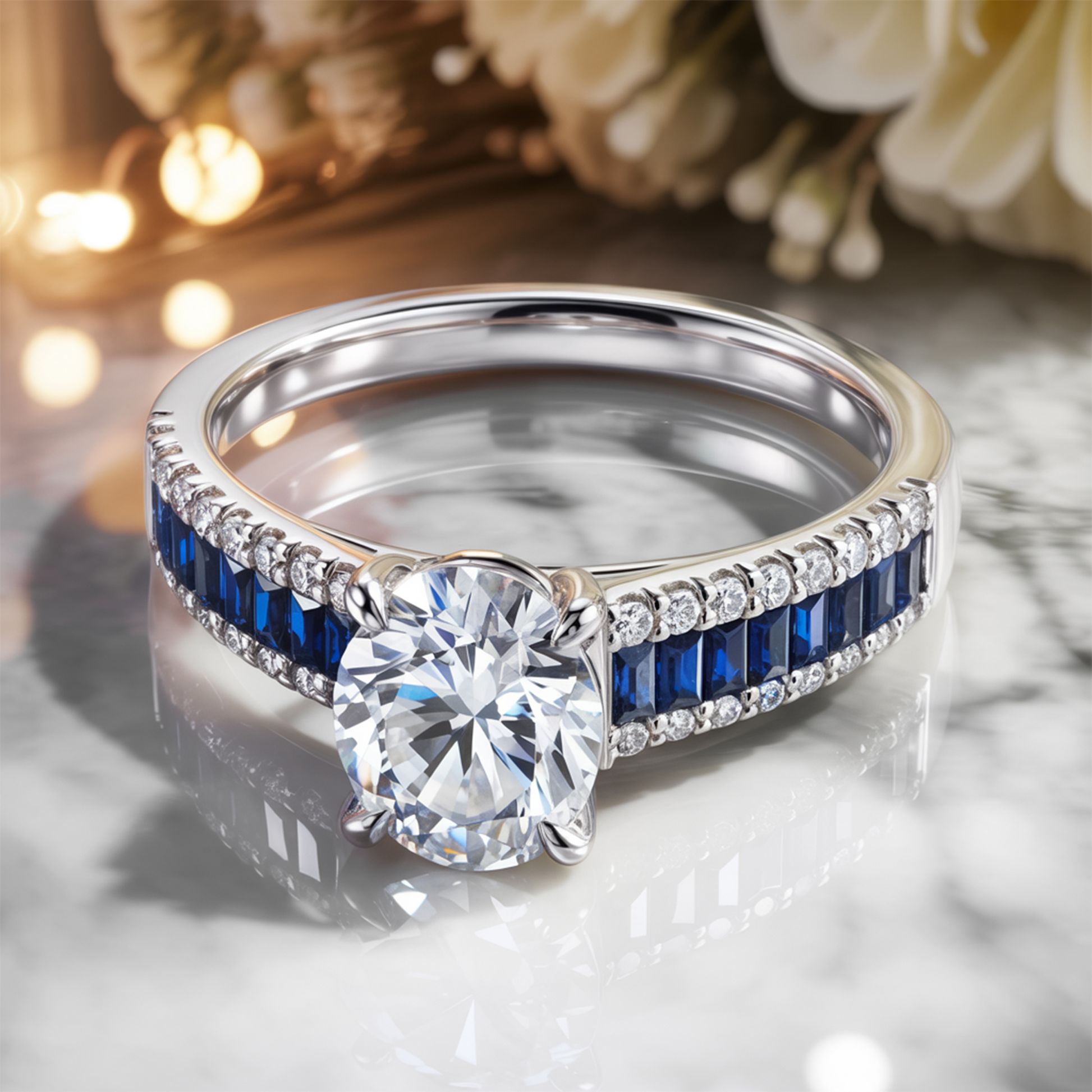 The Sapphira 1CT Oval Cut Moissanite Ring