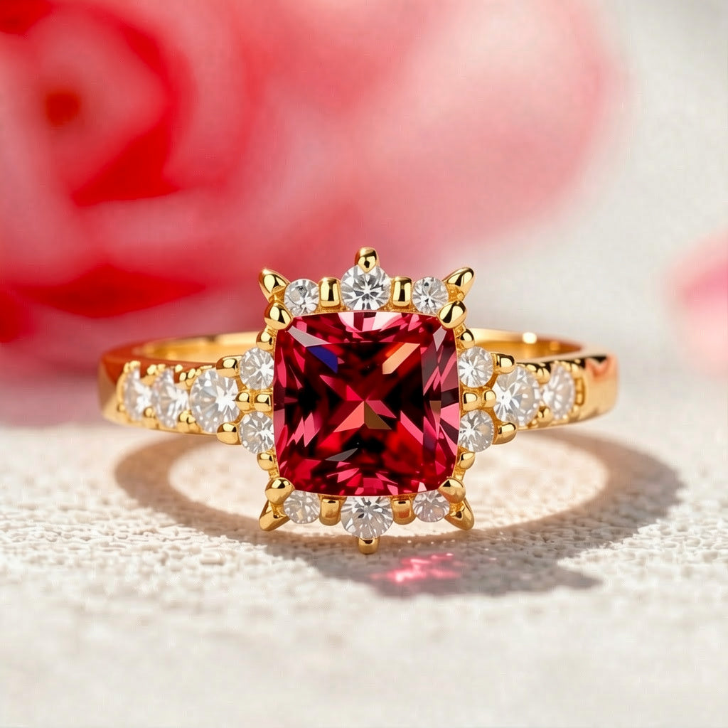 Aurora‘s Cardinal | Princess Cut Ruby Solitaire Ring