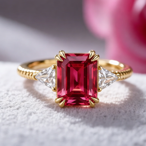 Liora Emerald Cut Burgundy Gemstone Ring