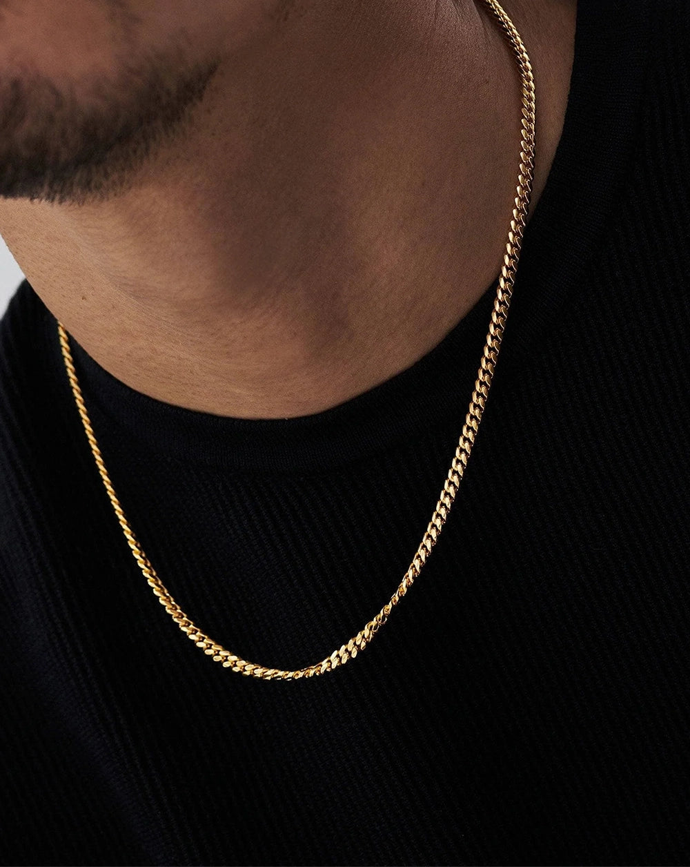 18K Gold Vermeil Mens Round Cuba Chain Necklace