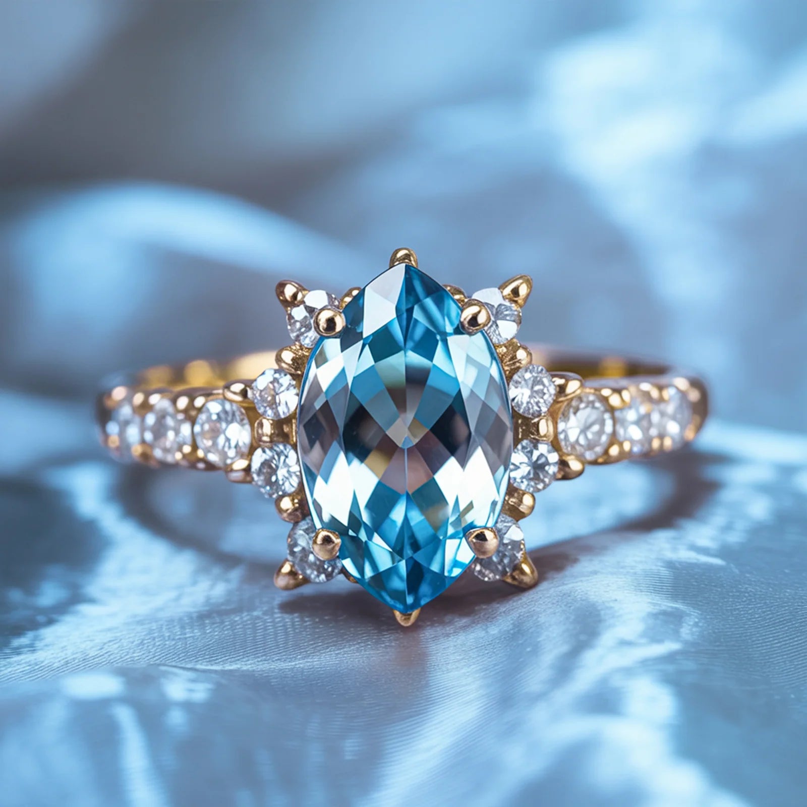 The Caterina 1CT Marquise Cut Blue Gemstone Ring