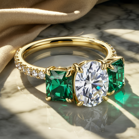 The Esmeralda 2CT Oval Cut Moissanite Ring