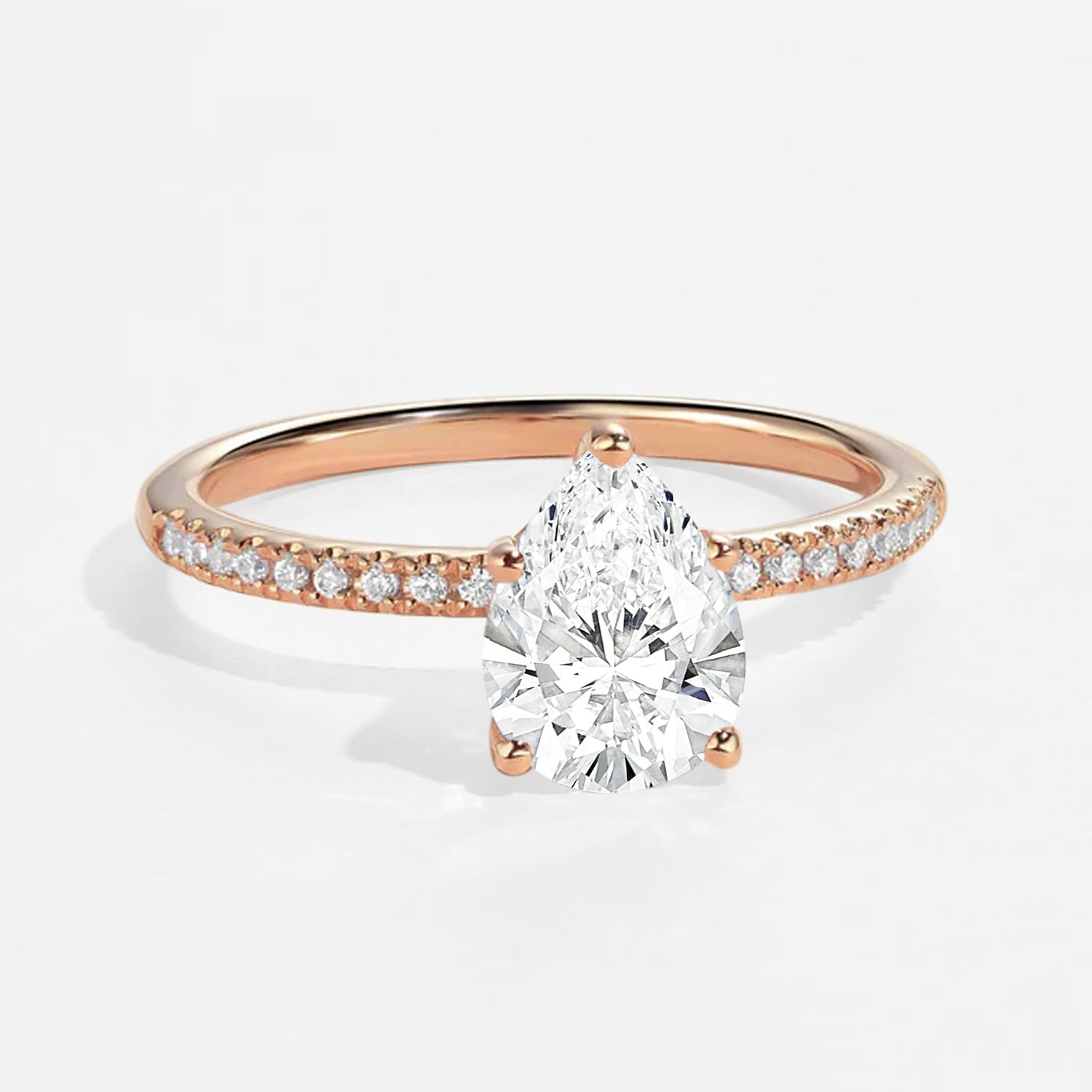 1.5ct Pear Shaped Moissanite Pave Classic Solitaire Ring