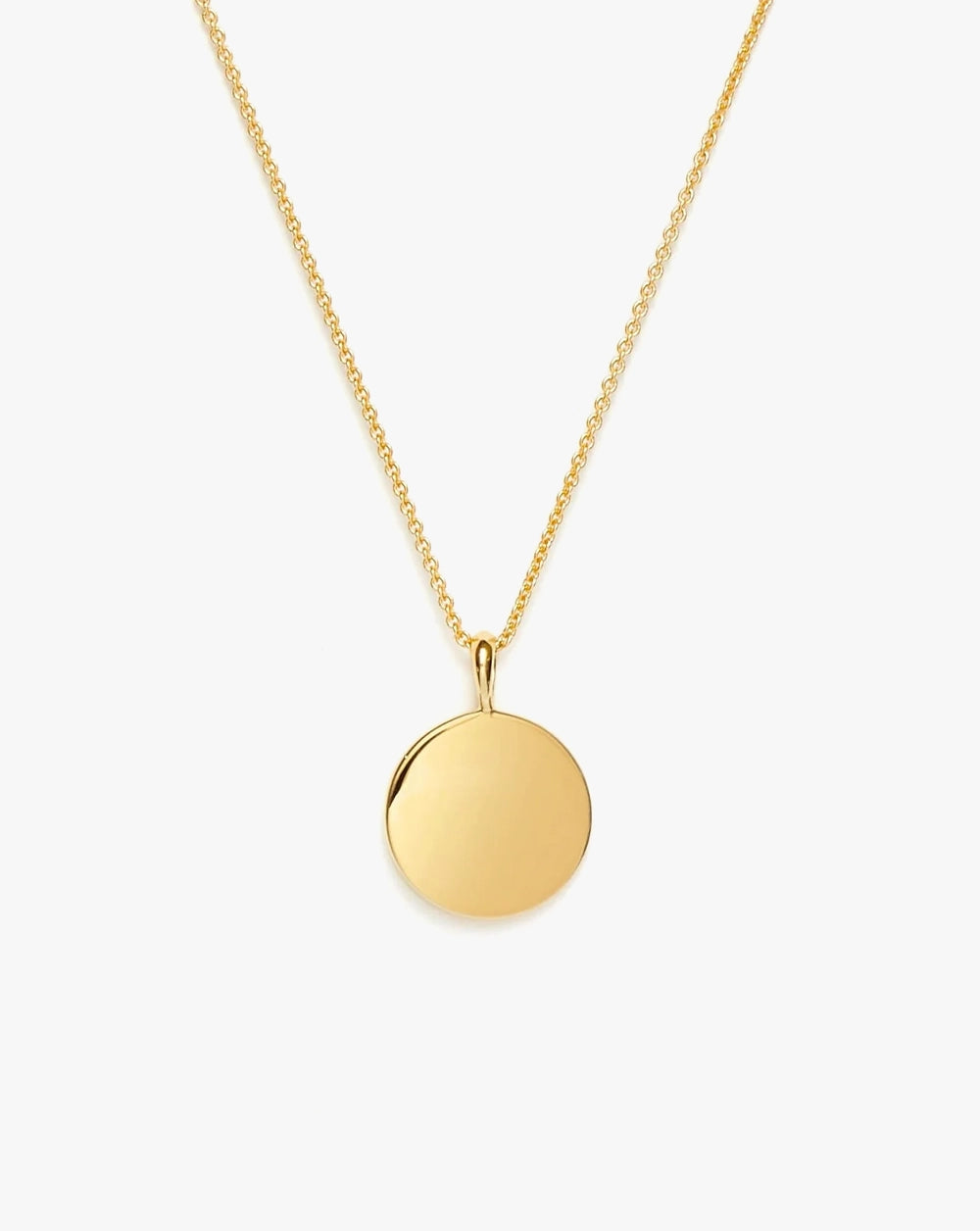 18K Gold Plated Vermeil Engravable Round Necklace