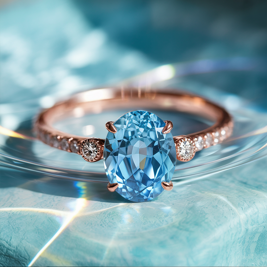 Luna 2CT Oval-Cut Blue Gemstone Ring