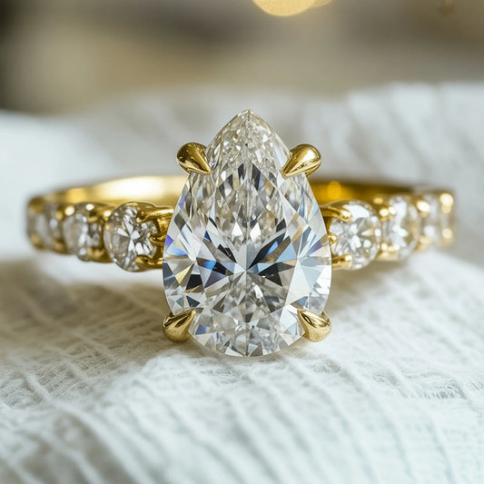 The Celestine 2CT Pear Cut Moissanite Eternity Ring