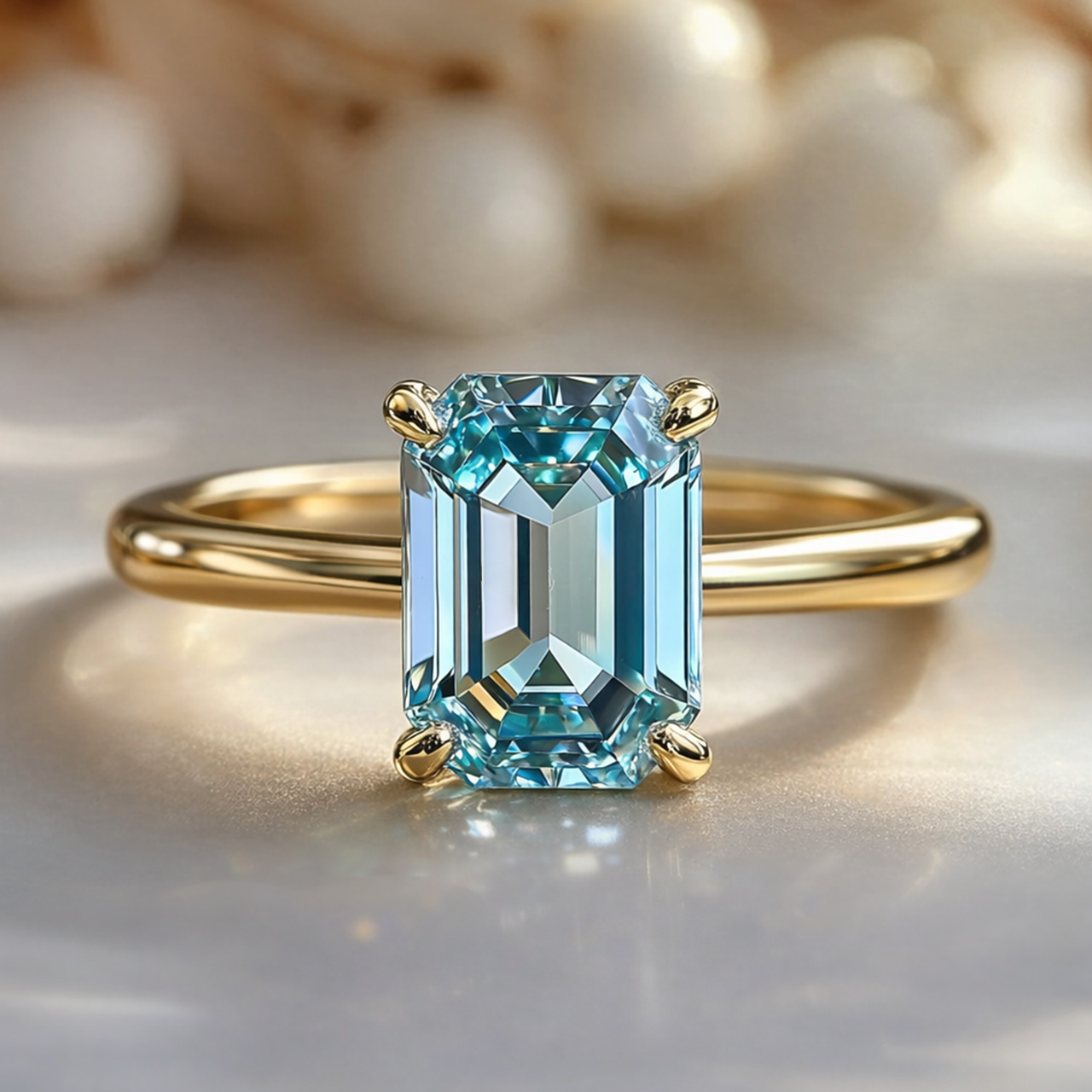 Celia‘s Lodestar | 3CT Emerald Cut Midnight Blue Ring