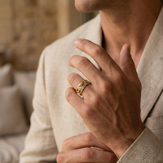 The Airy Grove | An Openwork Wide Band of Oak & Acorn