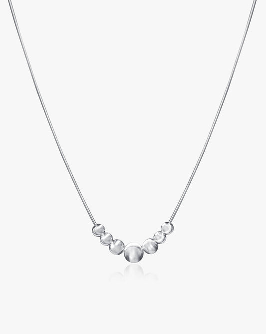 Silver Chatoyancy Ball Bead  Charm Necklace with Various Size Balls
