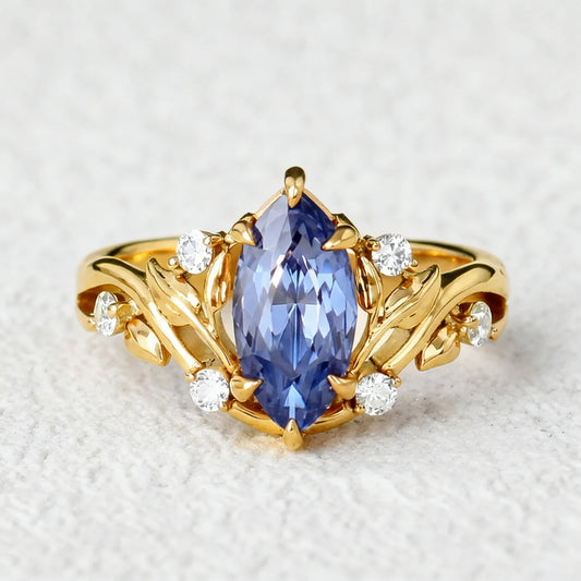 Violette’s Vine | Marquise Purple Sapphire & Diamond Floral Ring