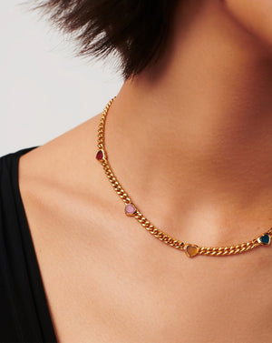 18K Gold Vermeil Jelly Heart Gemstone Charm Necklace