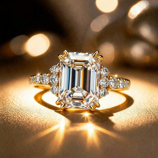 Natalia‘s Prism of Light | 3CT Emerald Cut Moissanite Ring