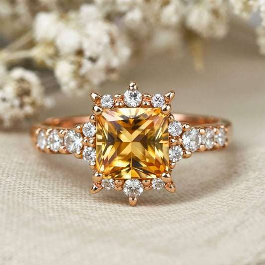 The Caterina 1CT Princess Cut Yellow Gemstone Ring