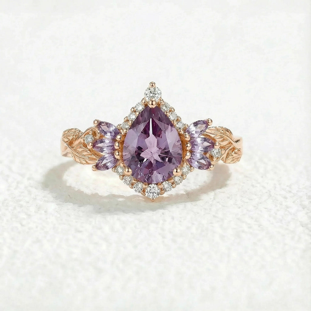 Rowan Vintage Sparkle Cut Alexandrite Halo Engagement Ring