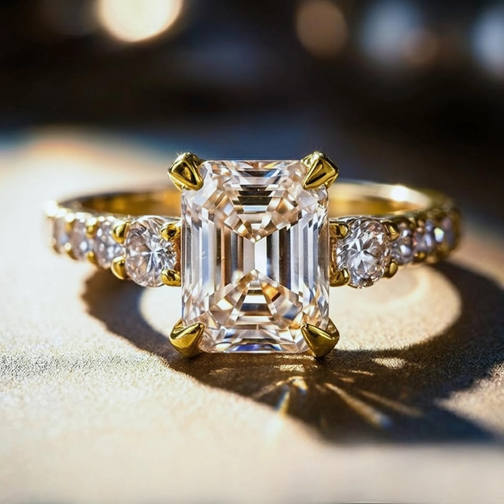 Thalia‘s Oath | 2CT Emerald Cut Moissanite Ring