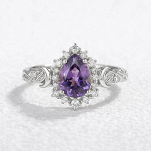 Luna’s Laurel | Purple Sapphire Halo Engagement Ring