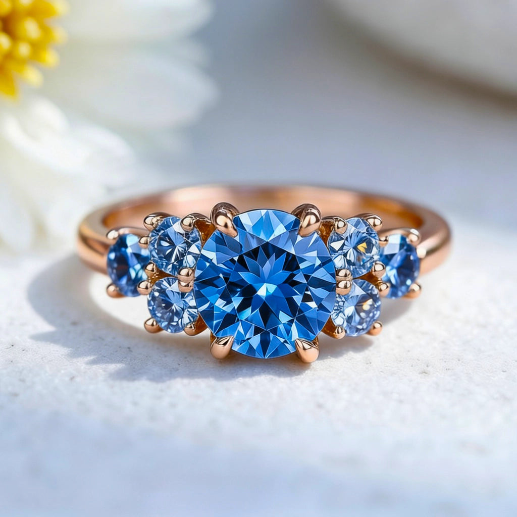 The Luciana Triptych | 1CT Blue Sapphire Ring