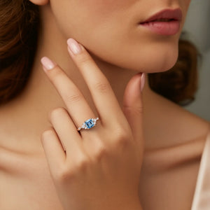 The Gisella 2CT Asscher Cut Blue Gemstone Ring