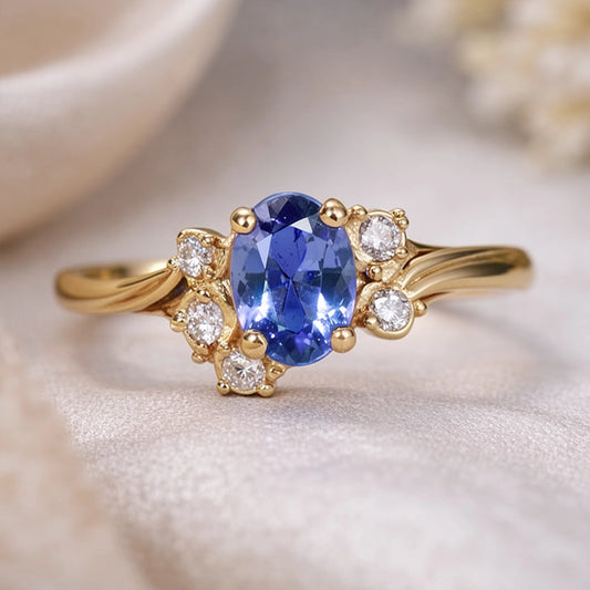 Vintage Twine | Oval  Blue Sapphire Solitaire Ring