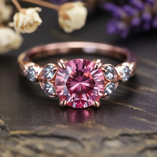 The Katalina 1.5CT Round Cut Pink Gemstone Ring