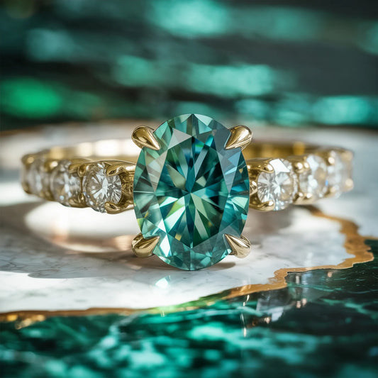 The Celestine 2CT Oval Cut Green Gemstone Ring