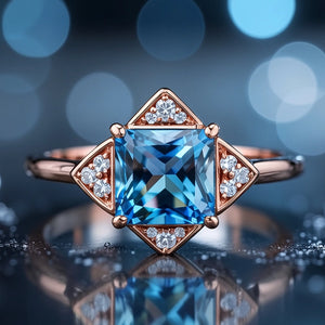 Diana's Grace | 1CT Vintage Princess Cut Blue Sapphire  Ring