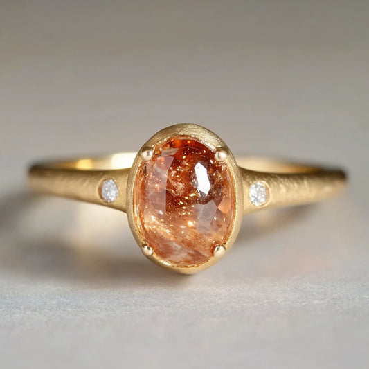 Golden Horizon | Round Sunstone Engagement Ring