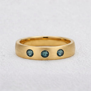 Shadow Peak | Round Lab-Grown Teal Sapphire Wedding Band