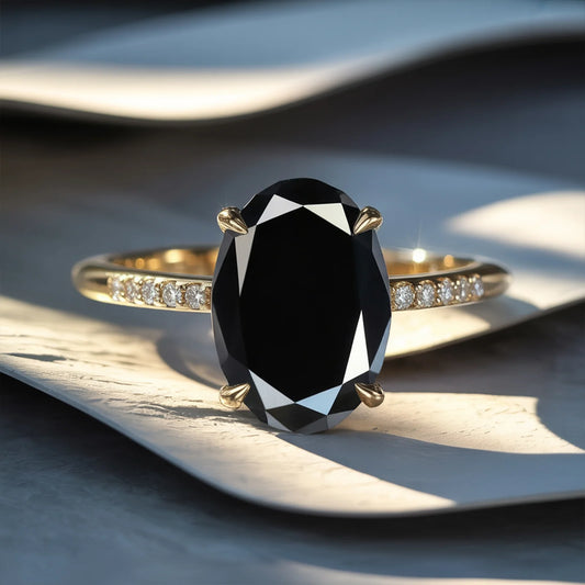 The Opaline 2CT Oval-Cut Black Gemstone Ring