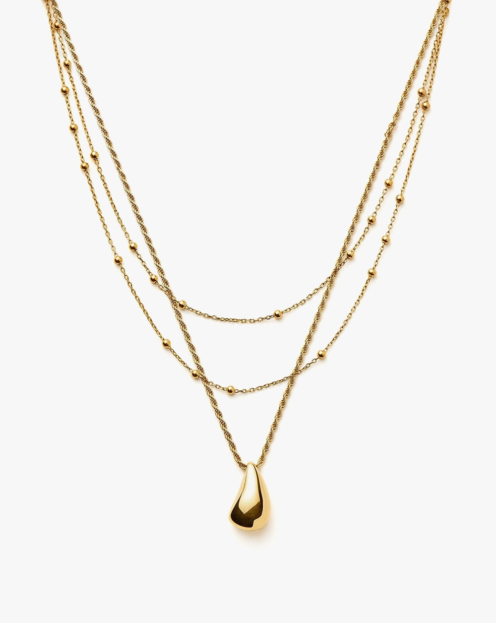18K Gold Vermeil Droplet Pendant & Double Necklace Set
