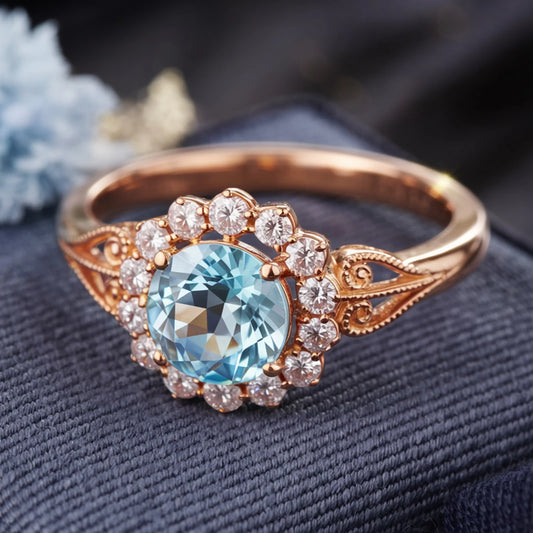 The Marinella  1CT Round-Cut Blue Gemstone Ring