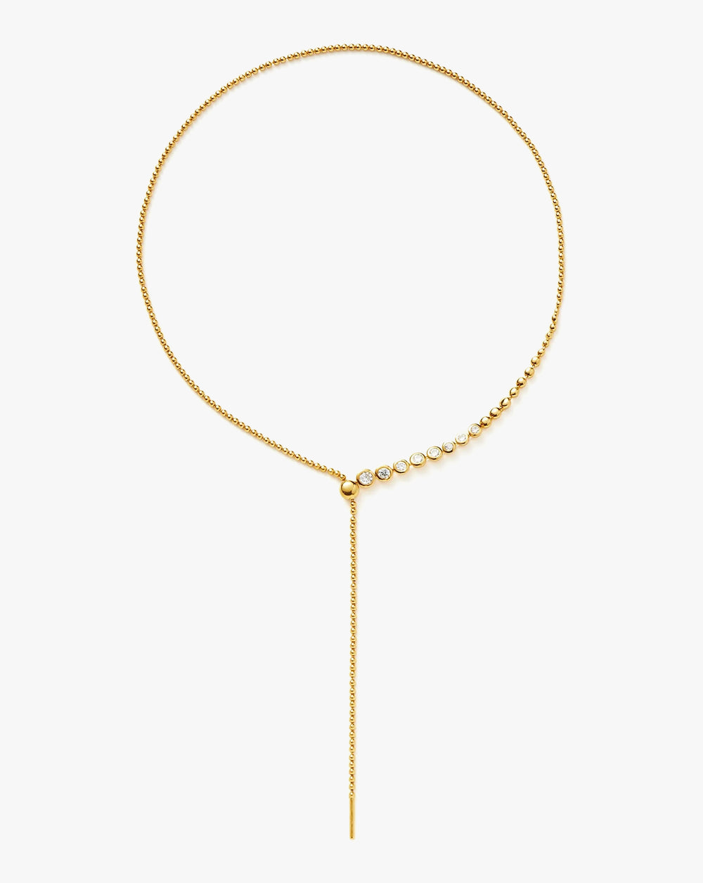 18K Gold Vermeil Beaded Stone Slider Lariat Necklace