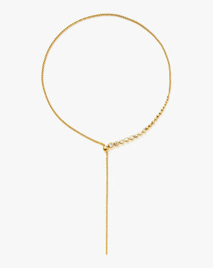 18K Gold Vermeil Beaded Stone Slider Lariat Necklace