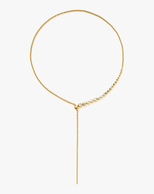 18K Gold Vermeil Beaded Stone Slider Lariat Necklace
