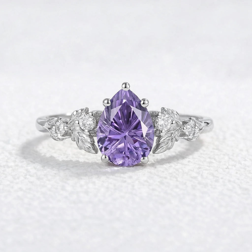 Daisy Promise｜Pear Shaped Purple Sapphire Engagement Ring