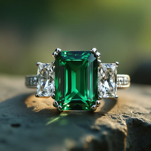 Cleo's Regal | 3CT Baguette Emerald Solitaire Statement Ring