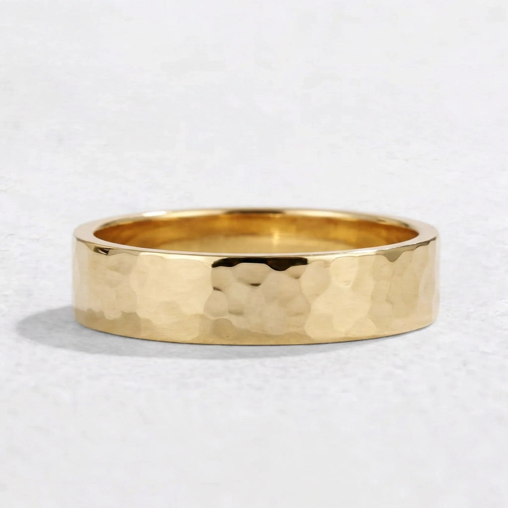 Hammered Forge | Metallic Grain Wedding Band