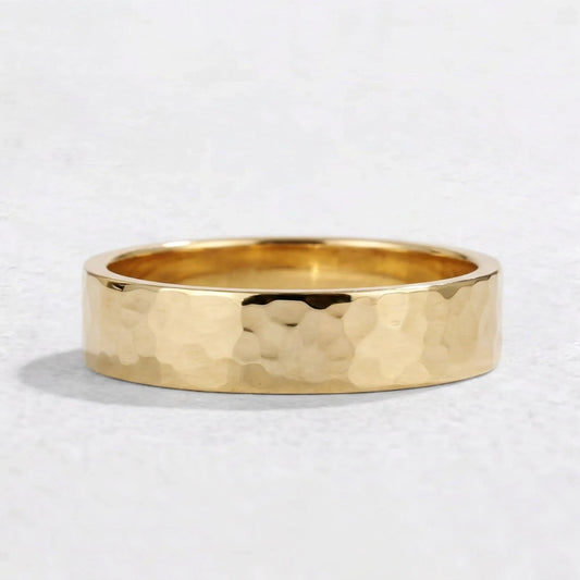 Hammered Forge | Metallic Grain Wedding Band