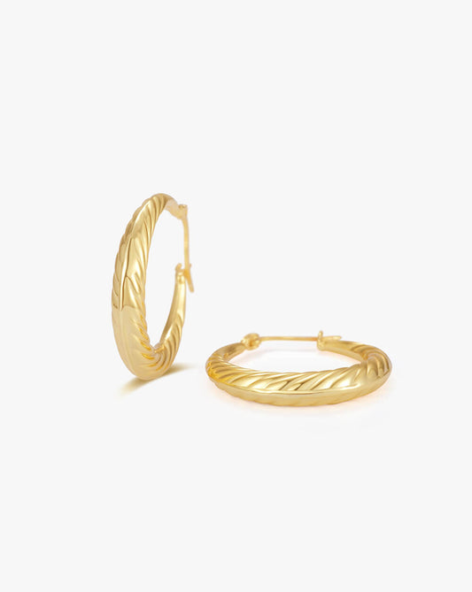 Minimalist Twist Rope Gold Hoop Earrings