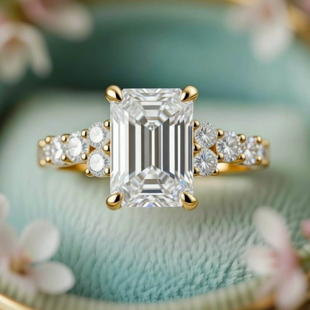 Celia‘s Cadence | 2CT Emerald Cut Moissanite Ring