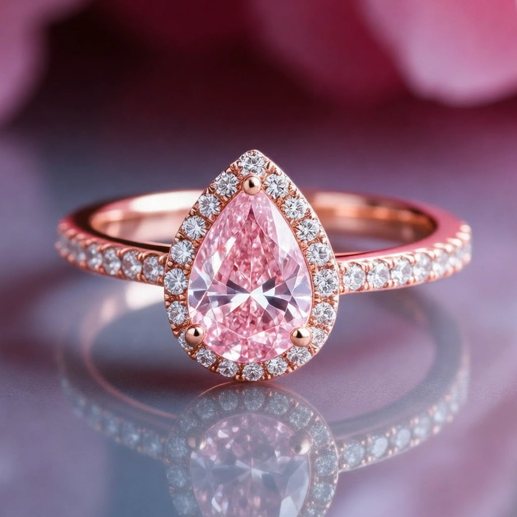 Stella’s Spark | 3CT Pear Cut Pink Gemstone Ring
