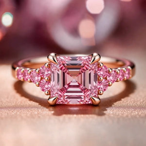 Mia's Charm | Asscher Cut Pink Sapphire Ring